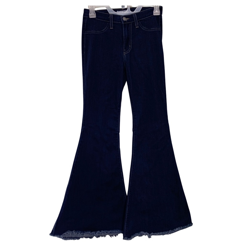 Judy Blue Super Flare Blue Dark Wash Denim Jeans Women 1/25 Retro Boho 90s 70s